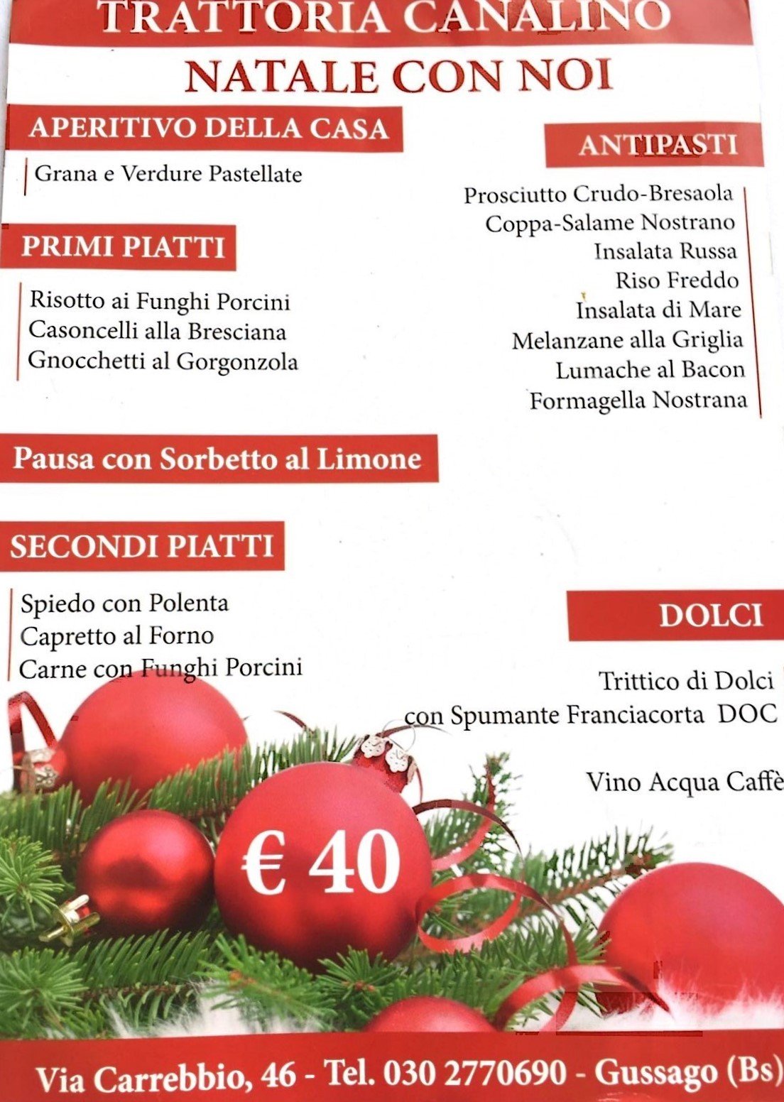 Menu Di Natale Brescia.Trattoria Canalino Convenzioni Juventus Club Brescia